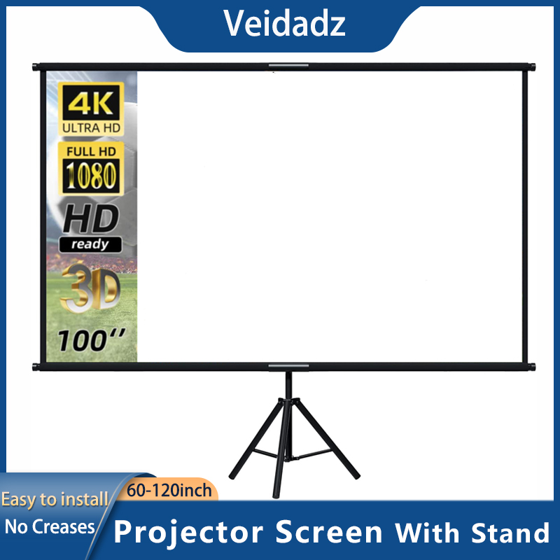 Home Cinema Blanc - VEIDADZ Projektorleinwand mit Ständer, faltbar, weiß,