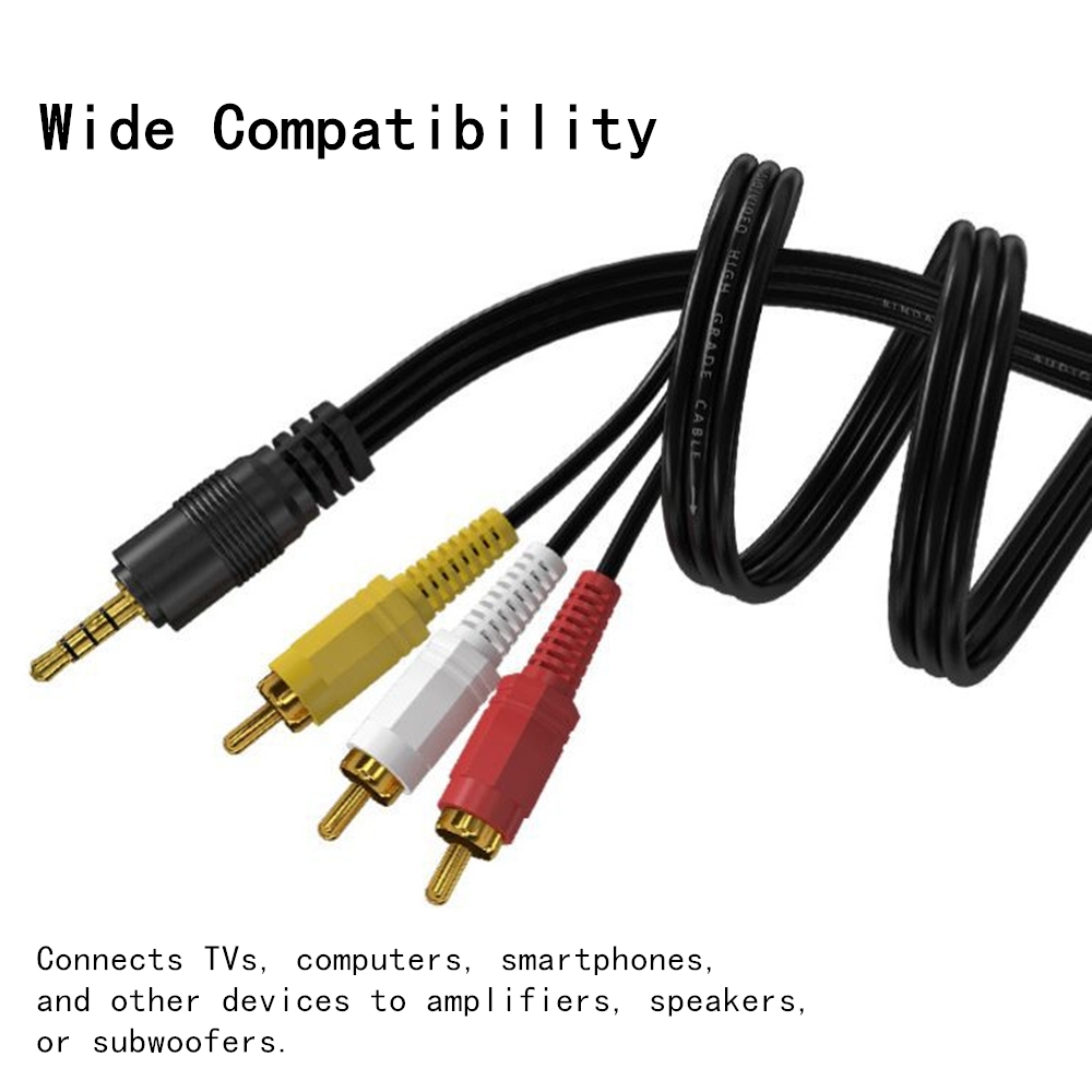 Home Cinema Beamer - 3,5 mm auf 3 Cinch-Audio-Video-Kabel, vergoldetes
