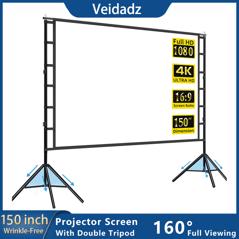 Home Cinema Blanc - Veidadz Projektions wand mit Ständer weiß