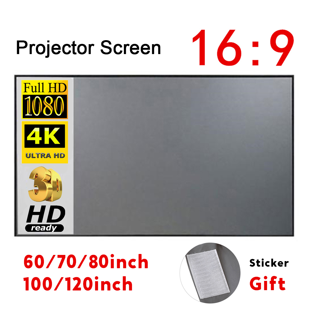 Home Cinema Blanc - Tragbare Projektor-Leinwand, einfacher Vorhang, Anti-Licht, 60/70/80/100/120