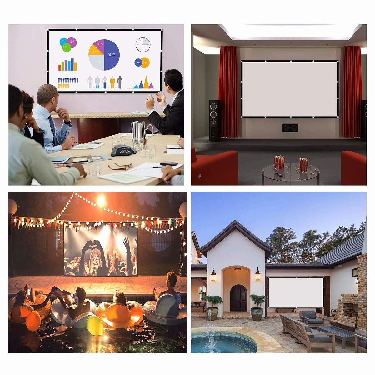 60 84 100 120 150 Zoll Projekt – Home Cinema Blanc Bewertung und Preis